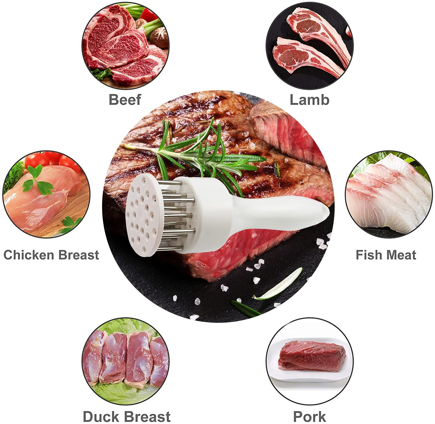 Black – 16 Needles Food-Grade Stainless Steel Meat Tenderizer, Household Manual Steak Tenderising Tool, Meat Piercing Breaker for BBQ Beef, Pork & Chicken - Image 5