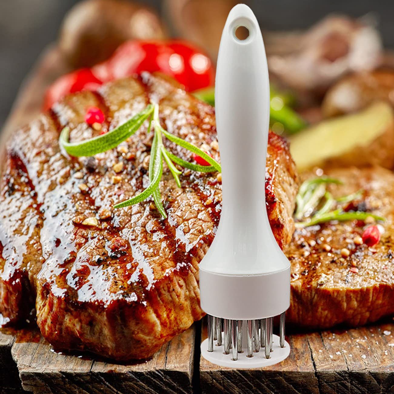 Black – 21 Needles Food-Grade Stainless Steel Meat Tenderizer, Household Manual Steak Tenderising Tool, Meat Piercing Breaker for BBQ Beef, Pork & Chicken - Image 2