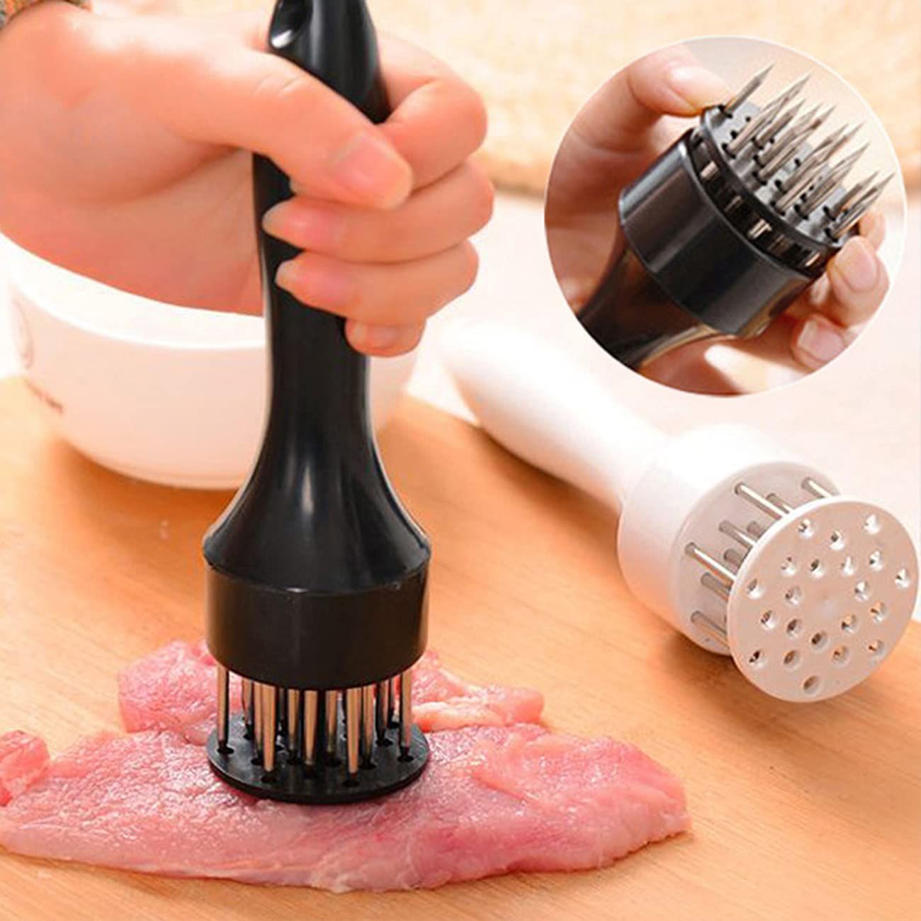 Black – 21 Needles Food-Grade Stainless Steel Meat Tenderizer, Household Manual Steak Tenderising Tool, Meat Piercing Breaker for BBQ Beef, Pork & Chicken - Image 4