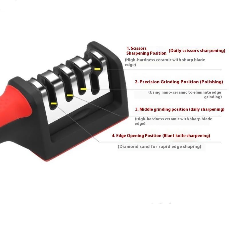 Four sections Handheld Diamond Knife Sharpener, Multifunctional Quick Sharpening Stone for Household Kitchen, Fast Blade Edge Restoration Tool - Image 4