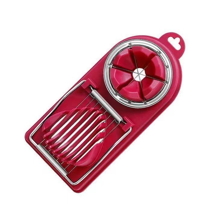Red Generic 1pcs Egg Slicer Vertical Cut Cutter Flower Type 2In1 Boiled Egg Slicer - Image 1