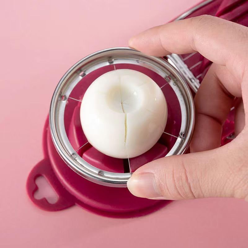 Red Generic 1pcs Egg Slicer Vertical Cut Cutter Flower Type 2In1 Boiled Egg Slicer - Image 2