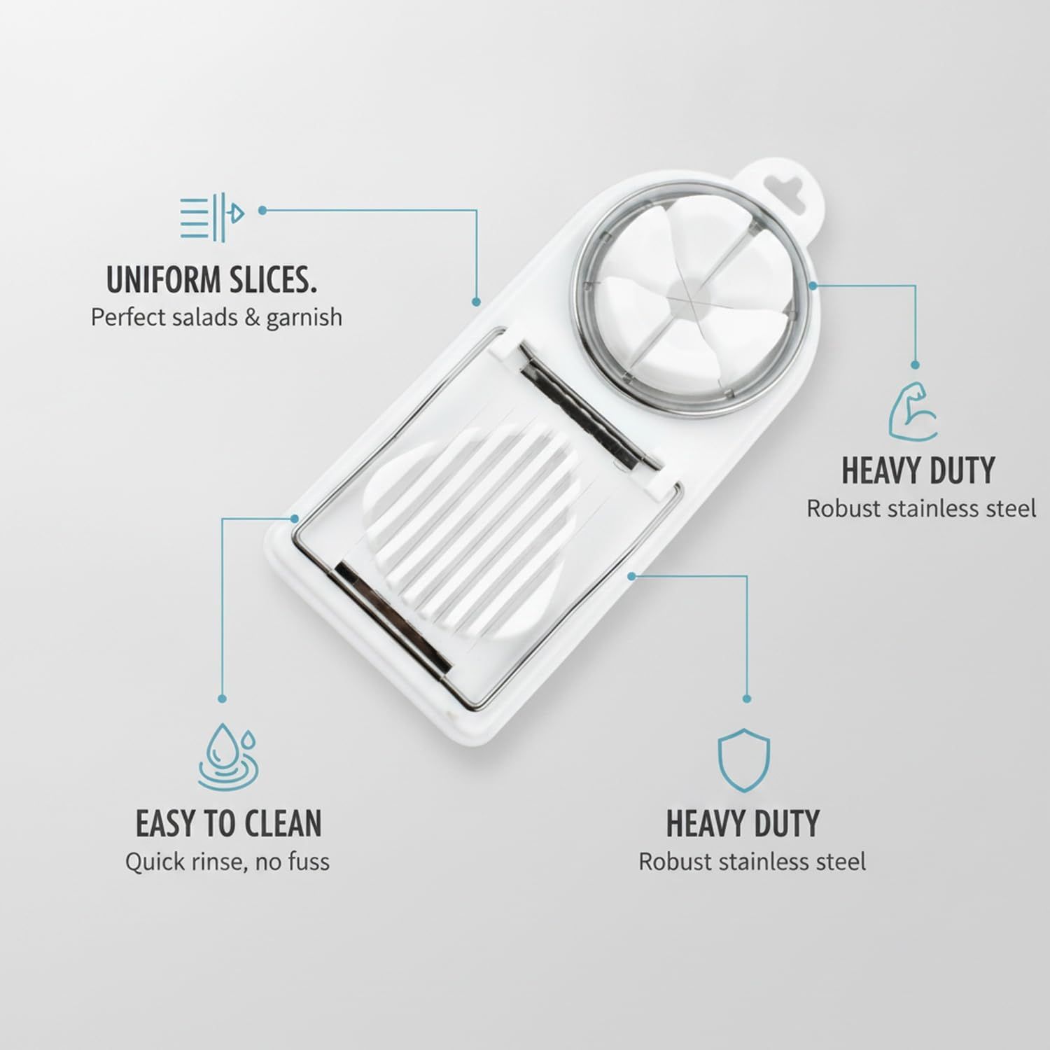White Generic 1pcs Egg Slicer Vertical Cut Cutter Flower Type 2In1 Boiled Egg Slicer - Image 5