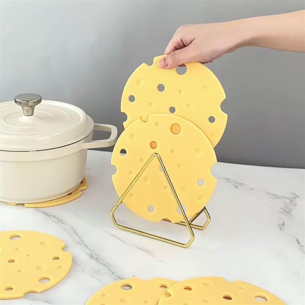 4‑Pack light‑Yellow round Silicone Trivet Mat, Heat Resistant Non Slip, 6.3x6.3x0.4 Inches, Kitchen Table Protector for Bowls Plates Cups - Image 5