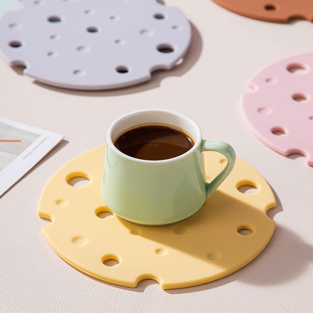 6‑Pack light‑Yellow round Silicone Trivet Mat, Heat Resistant Non Slip, 6.3x6.3x0.4 Inches, Kitchen Table Protector for Bowls Plates Cups - Image 2