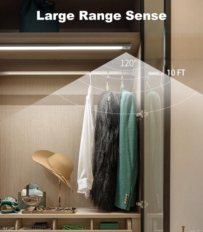 40cm silver LED light strip, wireless magnetic under-cabinet lighting, USB rechargeable, suitable for wardrobes, kitchens, and hallways. - Image 4