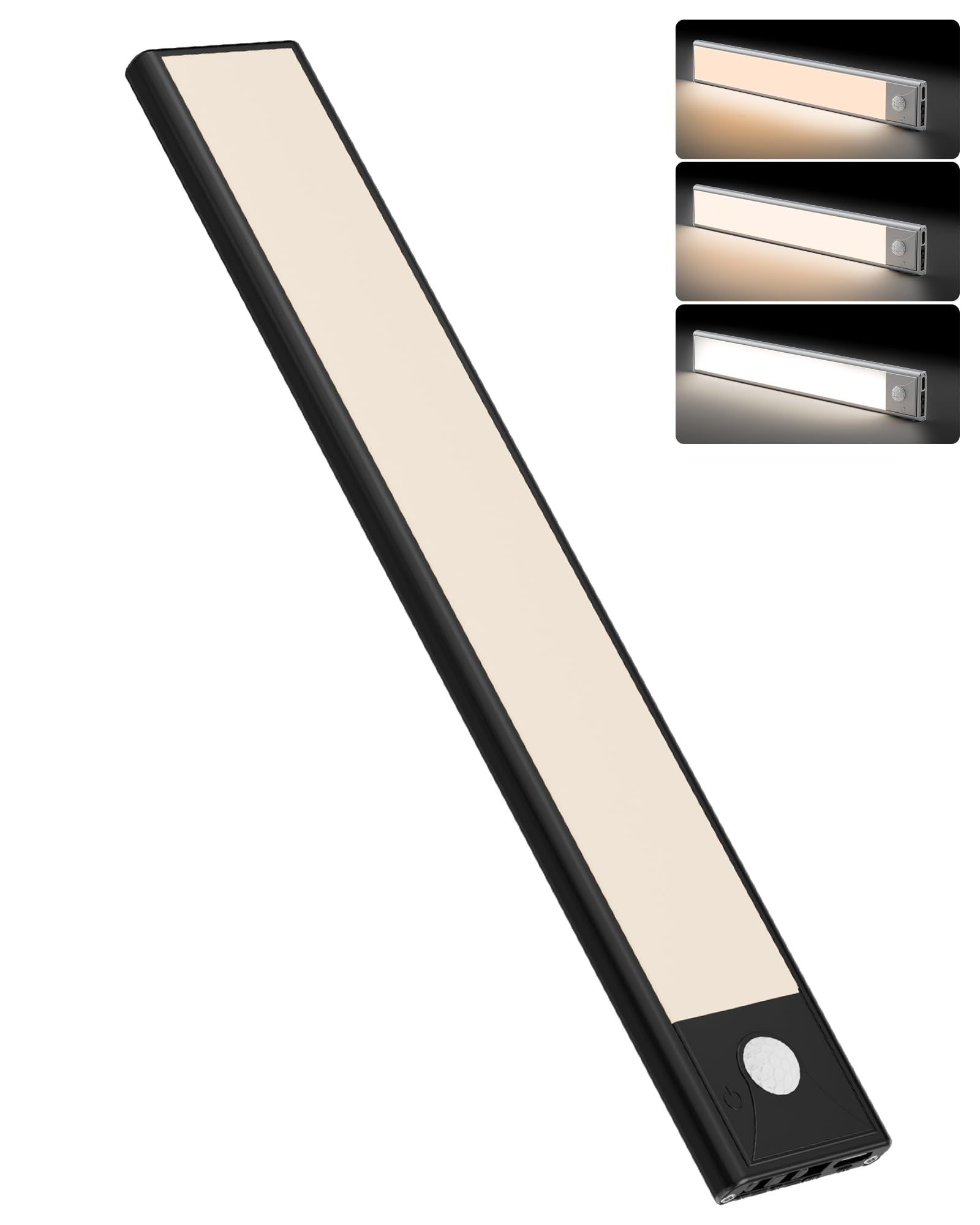 20cm black LED strip, wireless magnetic under-cabinet lighting, USB rechargeable, suitable for wardrobes, kitchens, and hallways. - Image 1