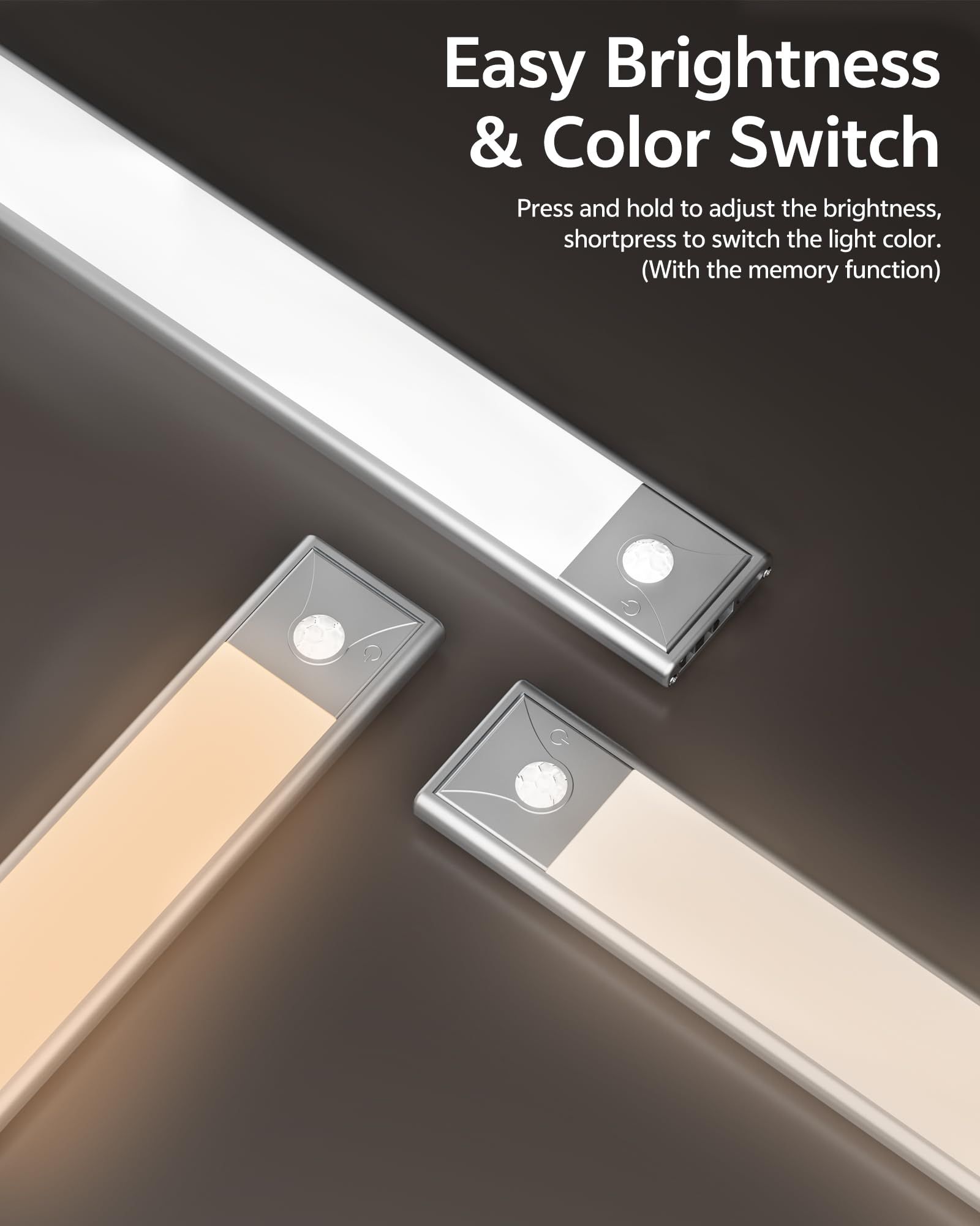 40cm black LED strip, wireless magnetic under-cabinet lighting, USB rechargeable, suitable for wardrobes, kitchens, and hallways. - Image 5