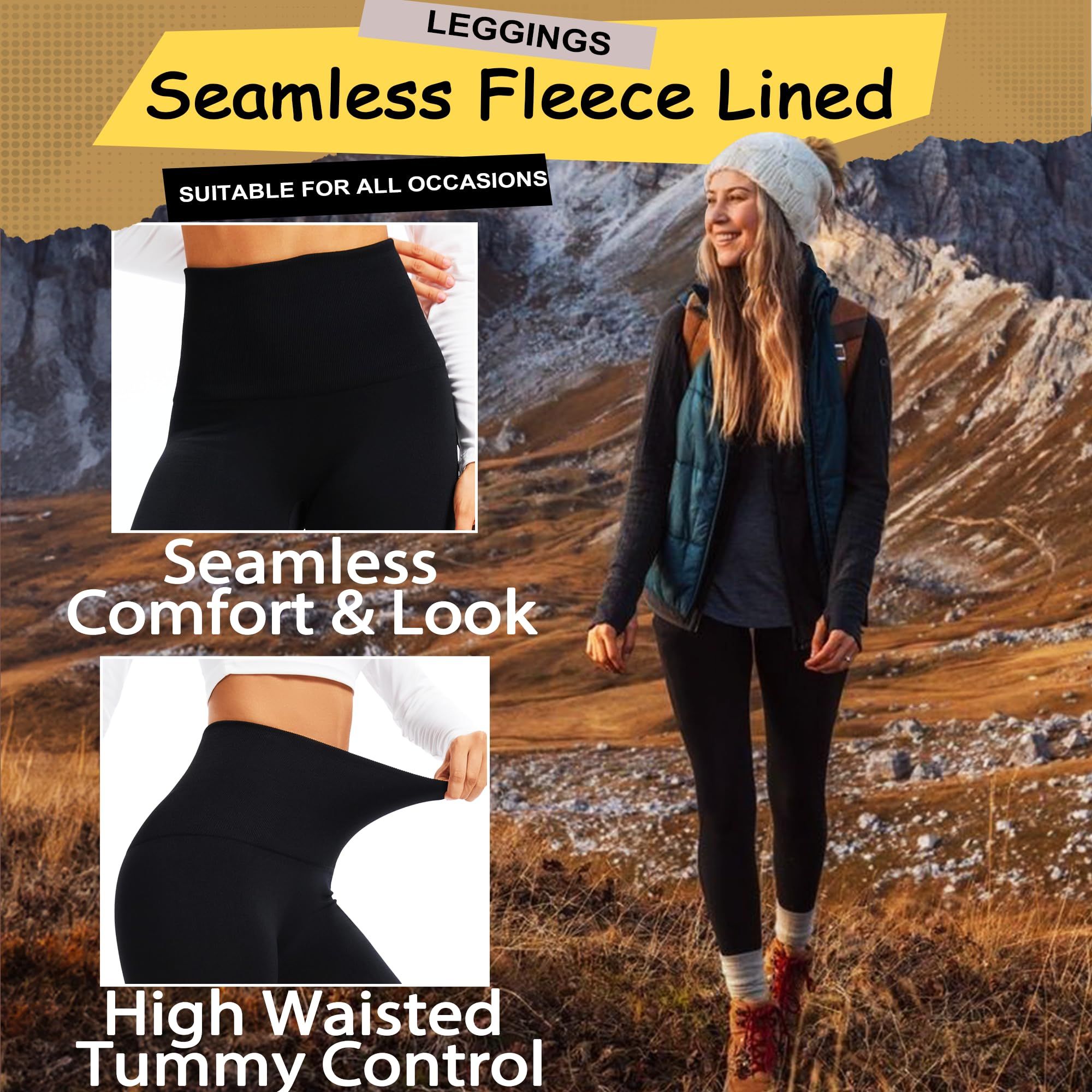 Foundation skin AU12 Women Lyocell High Waist Thermal Long Johns, Fleece Lined Slim Fit Base Layer Pants, Stretchy Warm Inner Thermal Leggings for Autumn Winter - Image 4