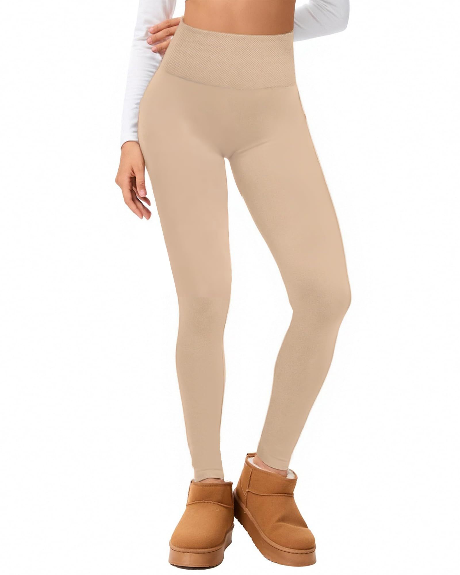 gray-blue AU12 Women Lyocell High Waist Thermal Long Johns, Fleece Lined Slim Fit Base Layer Pants, Stretchy Warm Inner Thermal Leggings for Autumn Winter - Image 1