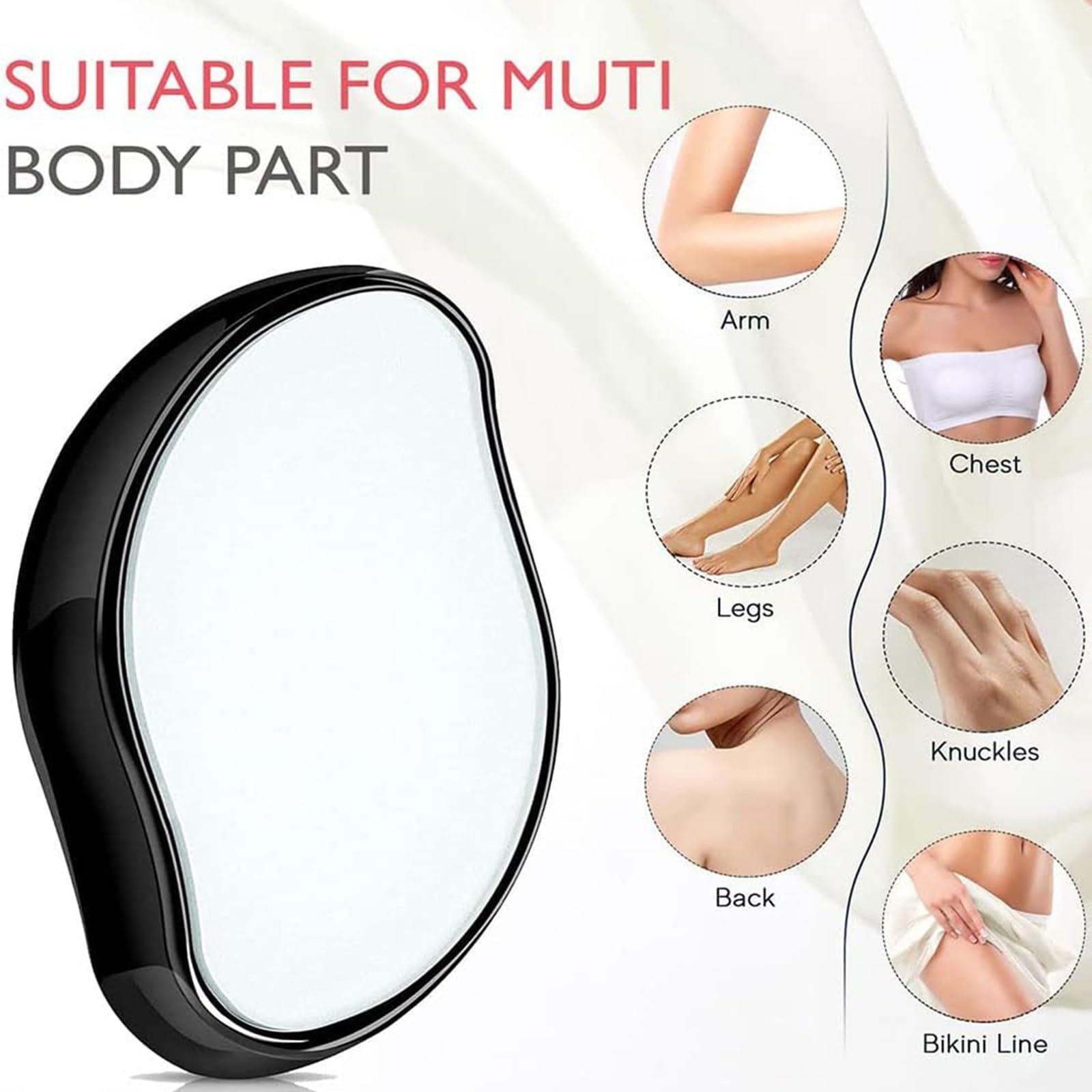 Black Crystal Hair Eraser for Women Men, Reusable Painless Body Hair Remover, Portable Exfoliation Epilator Tool to Remove Hair on Arms Legs Back - Image 2