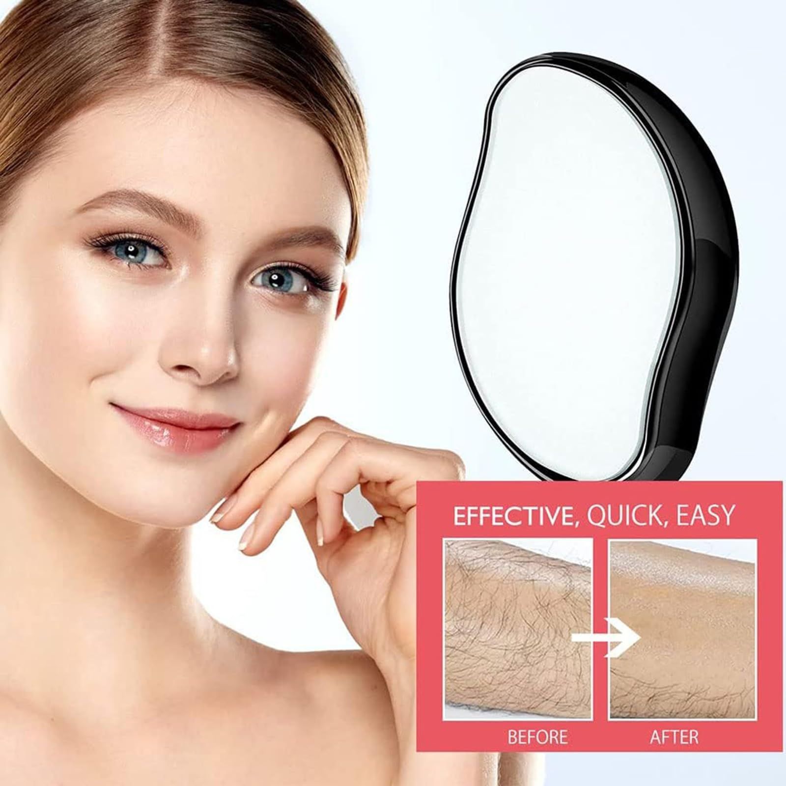 Black Crystal Hair Eraser for Women Men, Reusable Painless Body Hair Remover, Portable Exfoliation Epilator Tool to Remove Hair on Arms Legs Back - Image 3