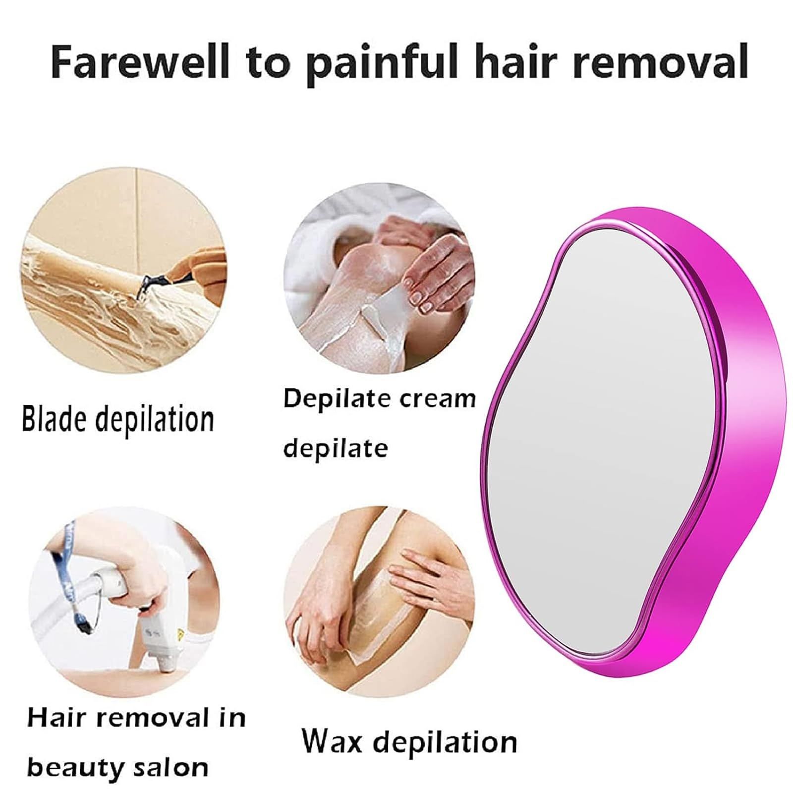 Pink Crystal Hair Eraser for Women Men, Reusable Painless Body Hair Remover, Portable Exfoliation Epilator Tool to Remove Hair on Arms Legs Back - Image 1