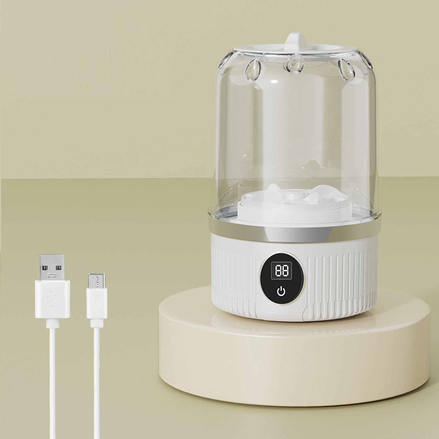 White portable mini washing machine, suitable for underwear, socks, baby clothes - rechargeable cordless compact washing machine, suitable for small loads, travel and dormitory use - USB rechargeable home/apartment washing machine - Image 1