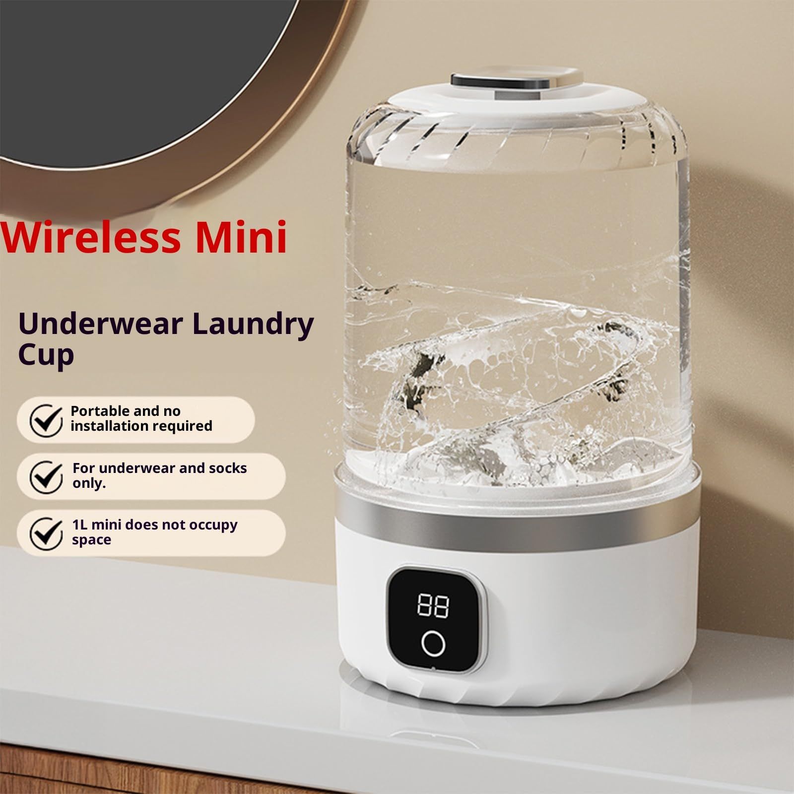 Blue portable mini washing machine, suitable for underwear, socks, baby clothes - rechargeable cordless compact washing machine, suitable for small loads, travel and dormitory use - USB rechargeable home/apartment washing machine - Image 2