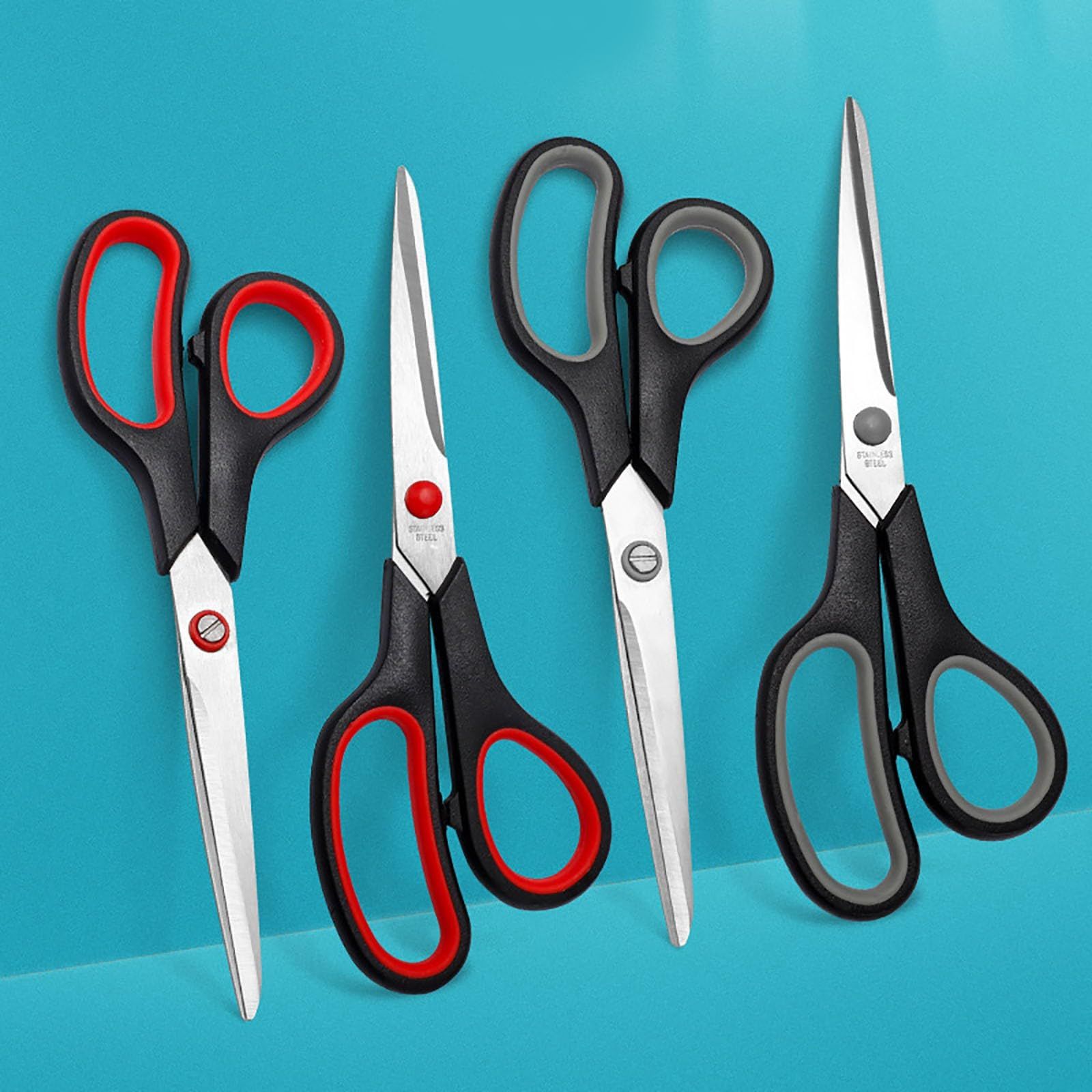 Red multi-purpose scissors, 8-inch ergonomic and comfortable handle, ultra-sharp stainless steel blade, heavy-duty sewing scissors, suitable for crafts, office sewing, home and school, etc. - Image 6