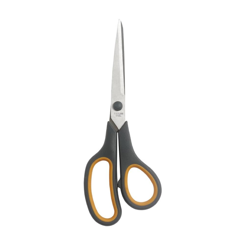 Orange multi-purpose scissors with an 8-inch ergonomic and comfortable grip, ultra-sharp stainless steel blades, heavy-duty sewing scissors suitable for crafts, office sewing, home and school use. - Image 1
