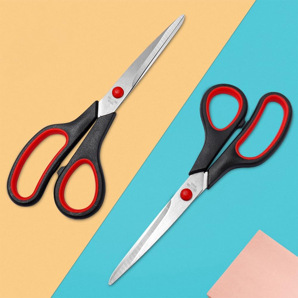Orange multi-purpose scissors with an 8-inch ergonomic and comfortable grip, ultra-sharp stainless steel blades, heavy-duty sewing scissors suitable for crafts, office sewing, home and school use. - Image 3
