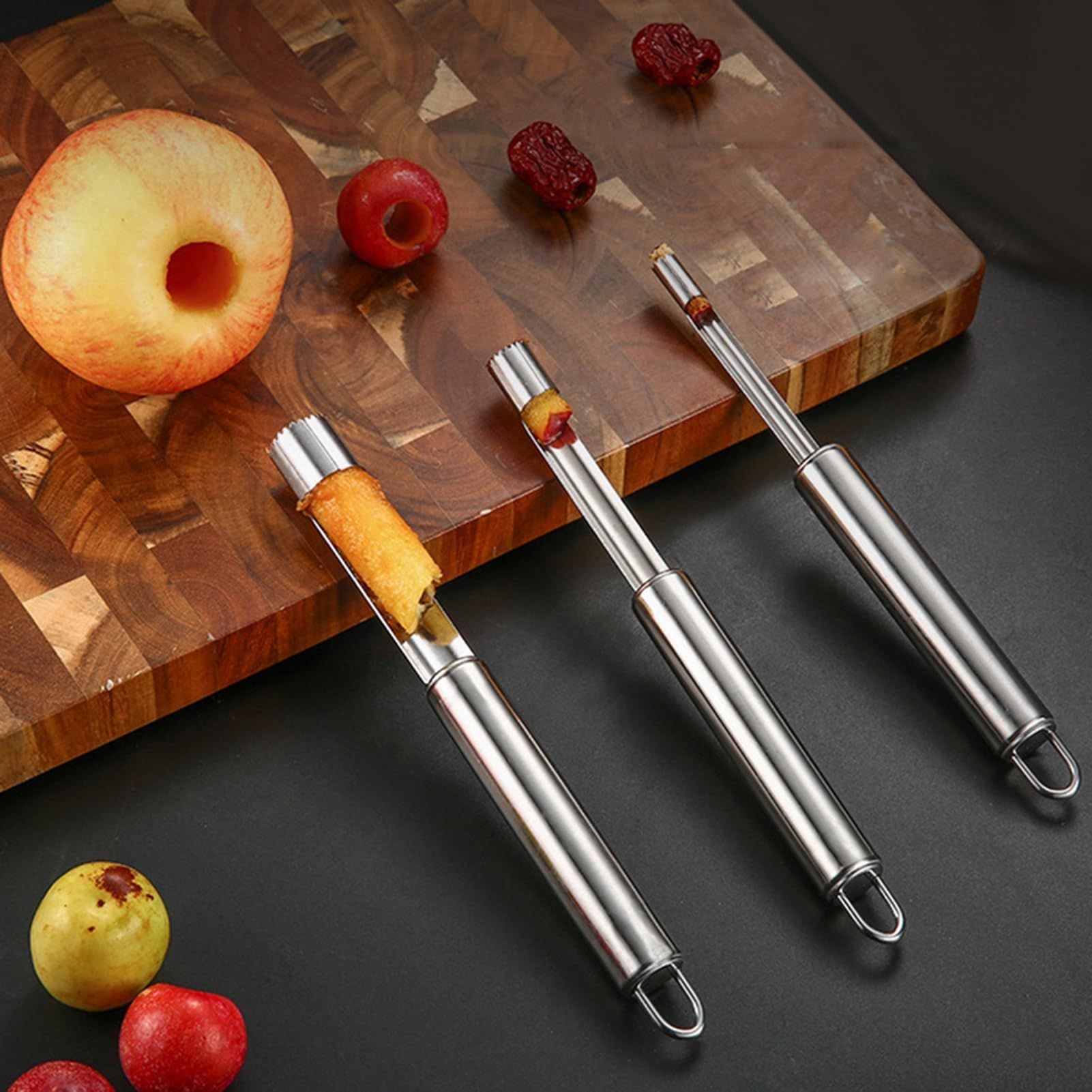 1cm diameter stainless steel fruit corer tool, hawthorn date cherry apple multi-purpose corer, seed corer corer for home kitchen - Image 2