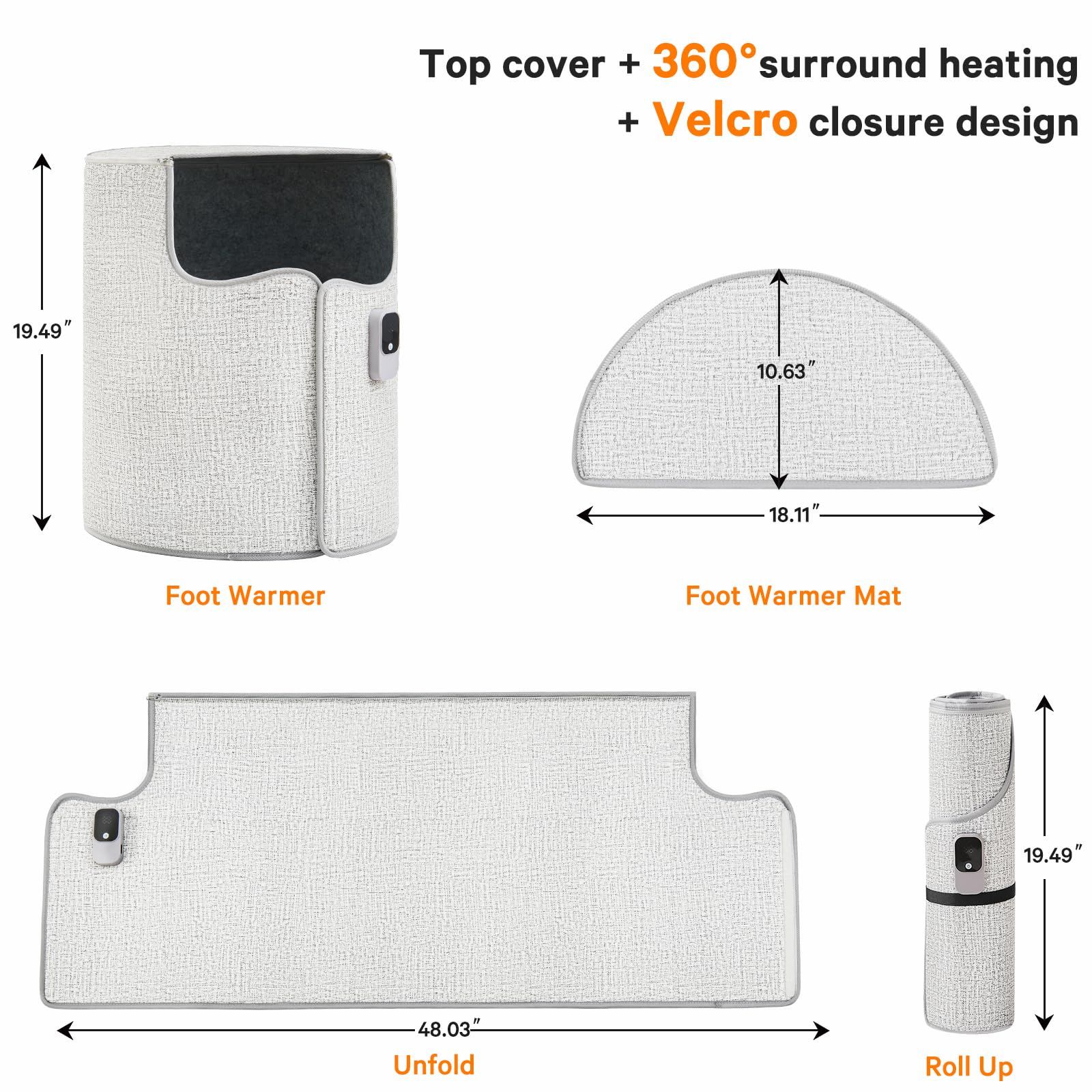 Under Desk Heater, 150W Quiet Foot Warmers for Feet with Detachable Foot Heating Pad, Graphene Radiant Heat Panel with Thermostat & Timer, Portable Energy-Saving for Office/Home,8 Heat Levels - Image 2