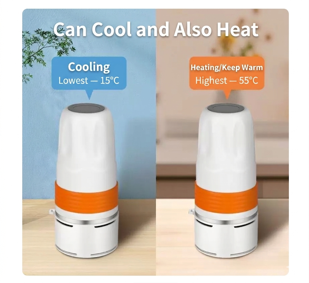 USB Heated & Cooling Smart Cup, Fast Cooling 0–10°C & Heating Up to 50°C, Portable Thermostatic Cold & Hot Cup, Car Office Travel Use, USB Powered Beverage Cooler & Warmer, Works with Power Bank & Car Charger,Orange - Image 5