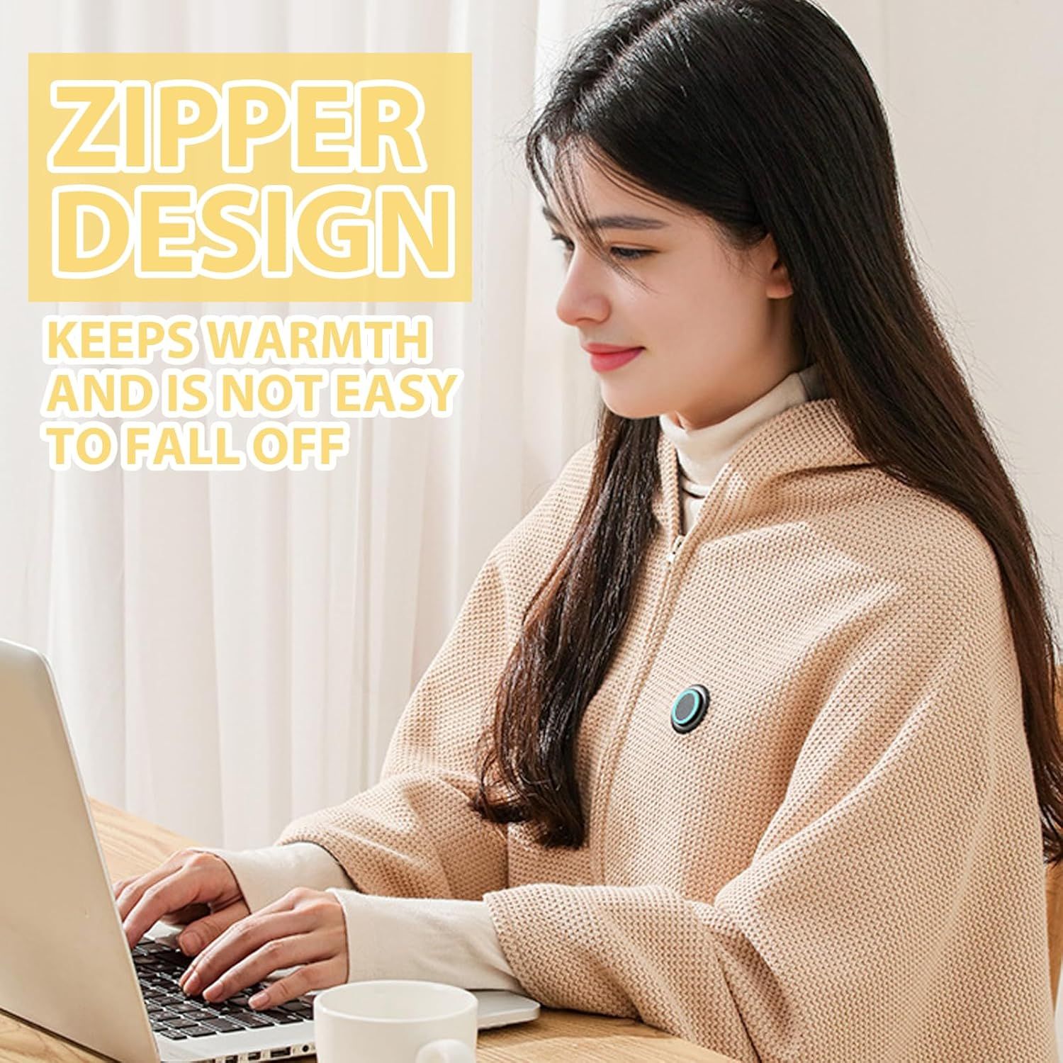 USB Power Supply Electric Heated Blanket Shawl Portable Wearable Heated Throw 3 Heat Levels Machine Washable Cozy 62x32 Inches,Red - Image 5