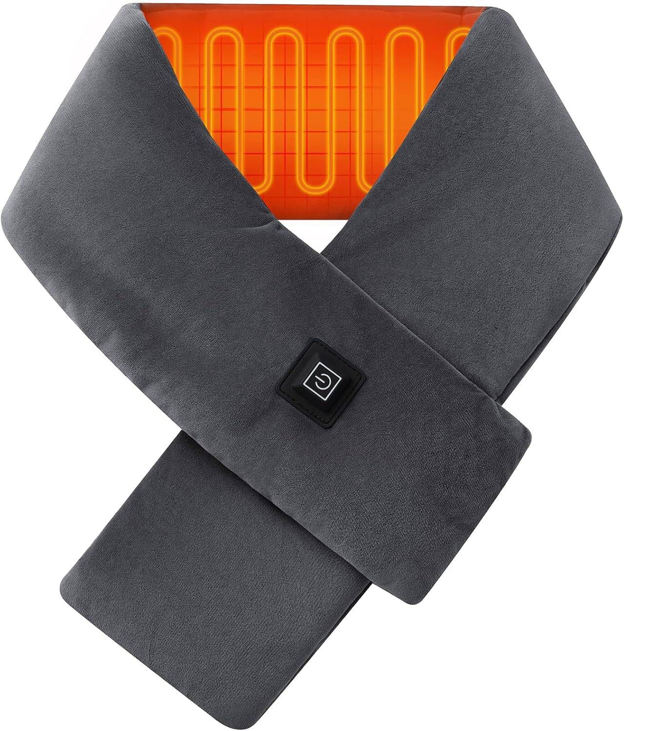 Heated Scarf for Women & Men, Rechargeable Neck Heating Wrap with 3 Heat Settings, Portable Electric Neck Warmer, Fast Heating for Office, Outdoor Winter Warm Gift,Grey - Image 1