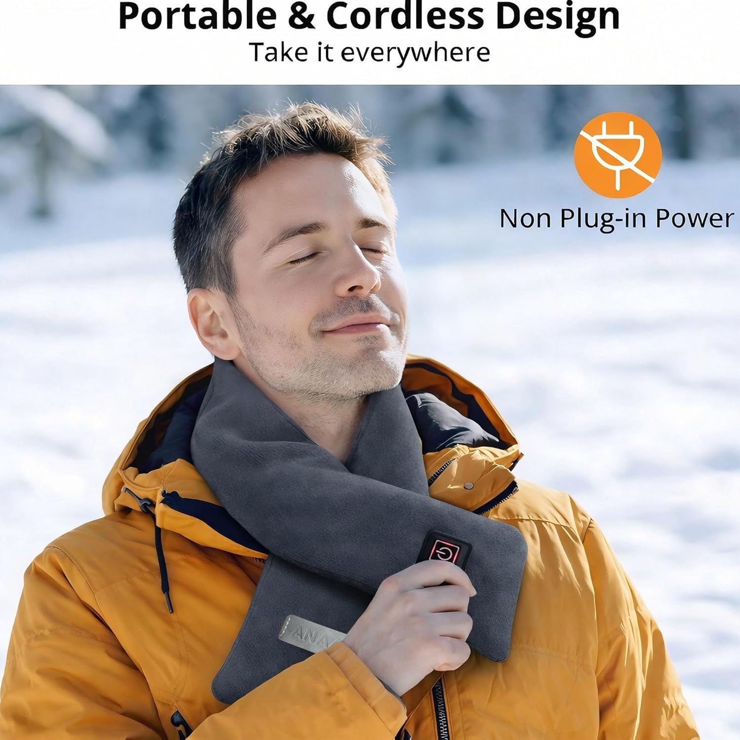 Heated Scarf for Women & Men, Rechargeable Neck Heating Wrap with 3 Heat Settings, Portable Electric Neck Warmer, Fast Heating for Office, Outdoor Winter Warm Gift,Grey - Image 2