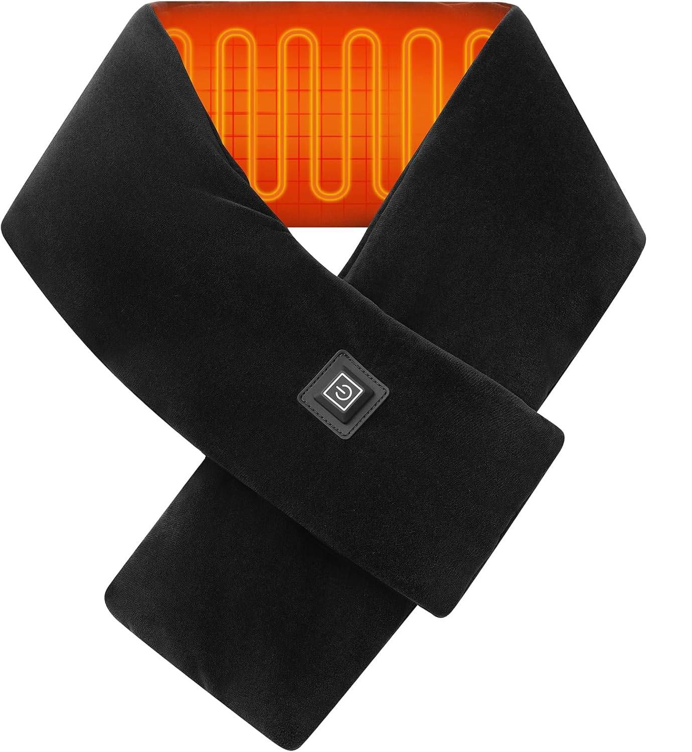 Heated Scarf for Women & Men, Rechargeable Neck Heating Wrap with 3 Heat Settings, Portable Electric Neck Warmer, Fast Heating for Office, Outdoor Winter Warm Gift,Black - Image 1