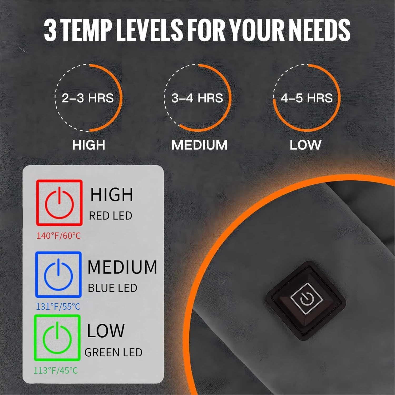Heated Scarf for Women & Men, Rechargeable Neck Heating Wrap with 3 Heat Settings, Portable Electric Neck Warmer, Fast Heating for Office, Outdoor Winter Warm Gift,Black - Image 5
