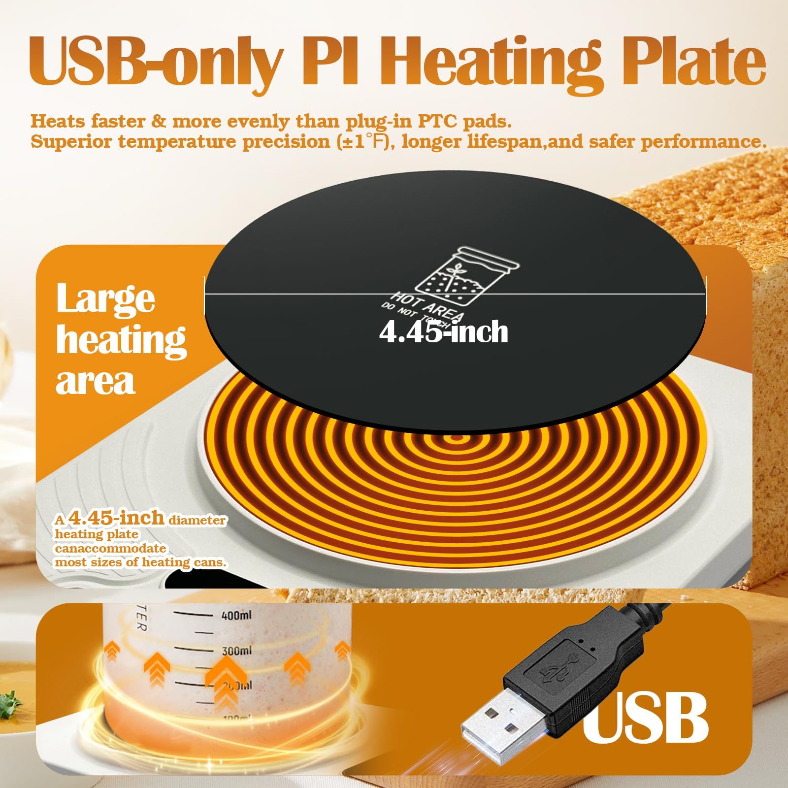 Constant Temperature Heating Coaster with Timer, Electric Mug Warmer for Milk Coffee, Auto Off Heating Pad Base, Portable Office Dorm Home Cup Warmer - Image 2