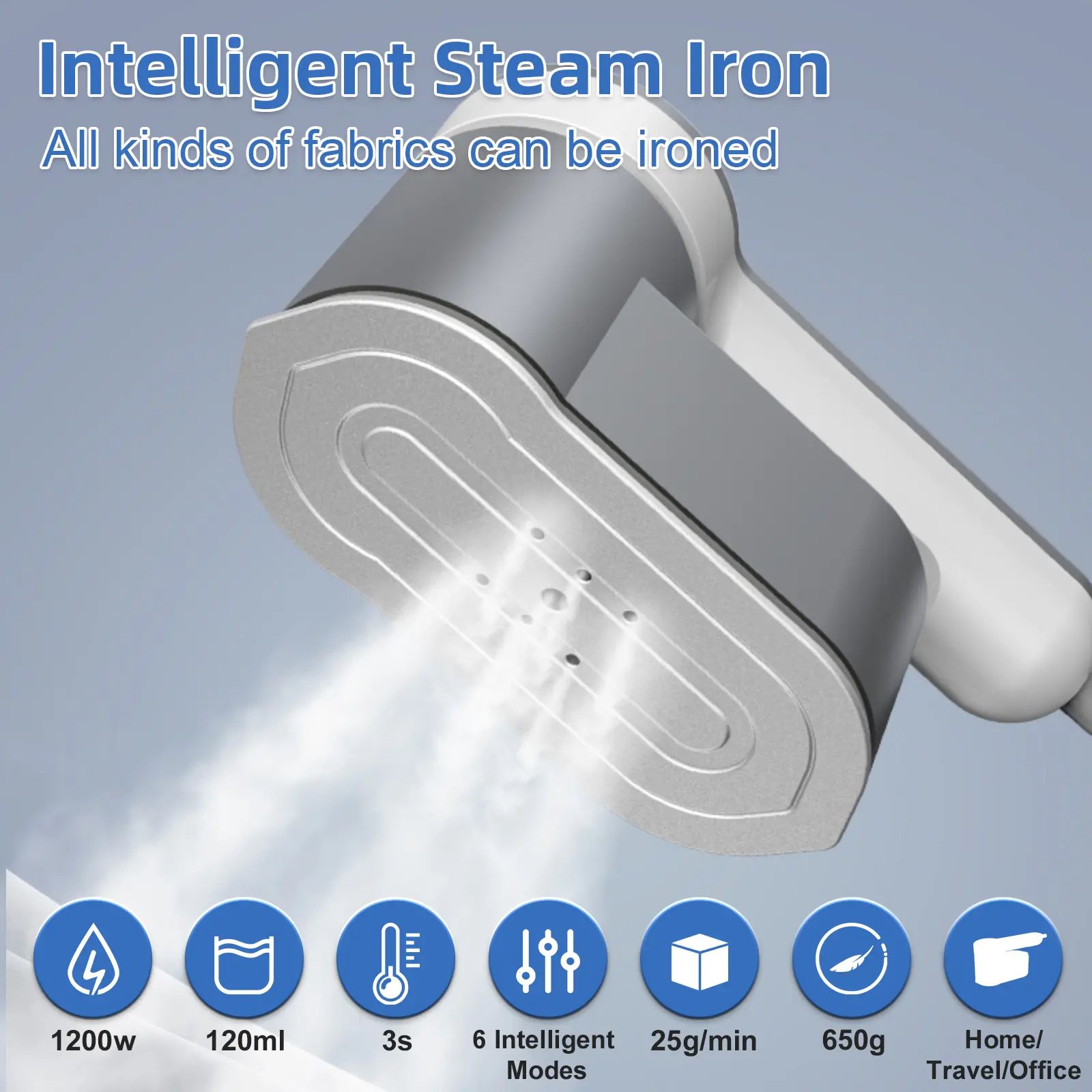 Portable Steamer for Clothes Handheld Steaming Ironing Machine, 6 Gears Adjustable Ironing Steaming Steamer Iron, Color Screen Display Dry Wet 1200W Wrinkle Remover Clothes Iron - Image 7