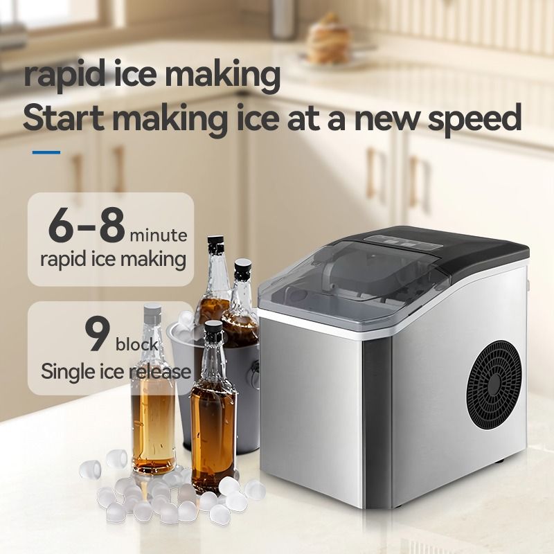Ice Maker Countertop, Portable Ice Machine with Carry Handle, 26.5lbs Per Day, 9 Cubes in 6 Mins, Auto-Cleaning, with Basket and Scoop, for Home, Kitchen, Camping, RV - Image 6