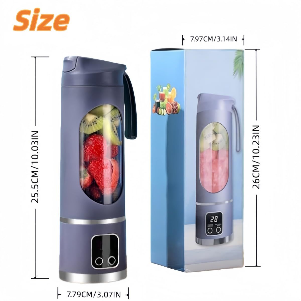 Digital Display Juicer-Smart LED Display, Diet-Friendly Portable Multimode Blender Personal Electric USB 500ML Portable juicer Shakes and Smoothies Blender Small Blenders Mixing,Green - Image 2