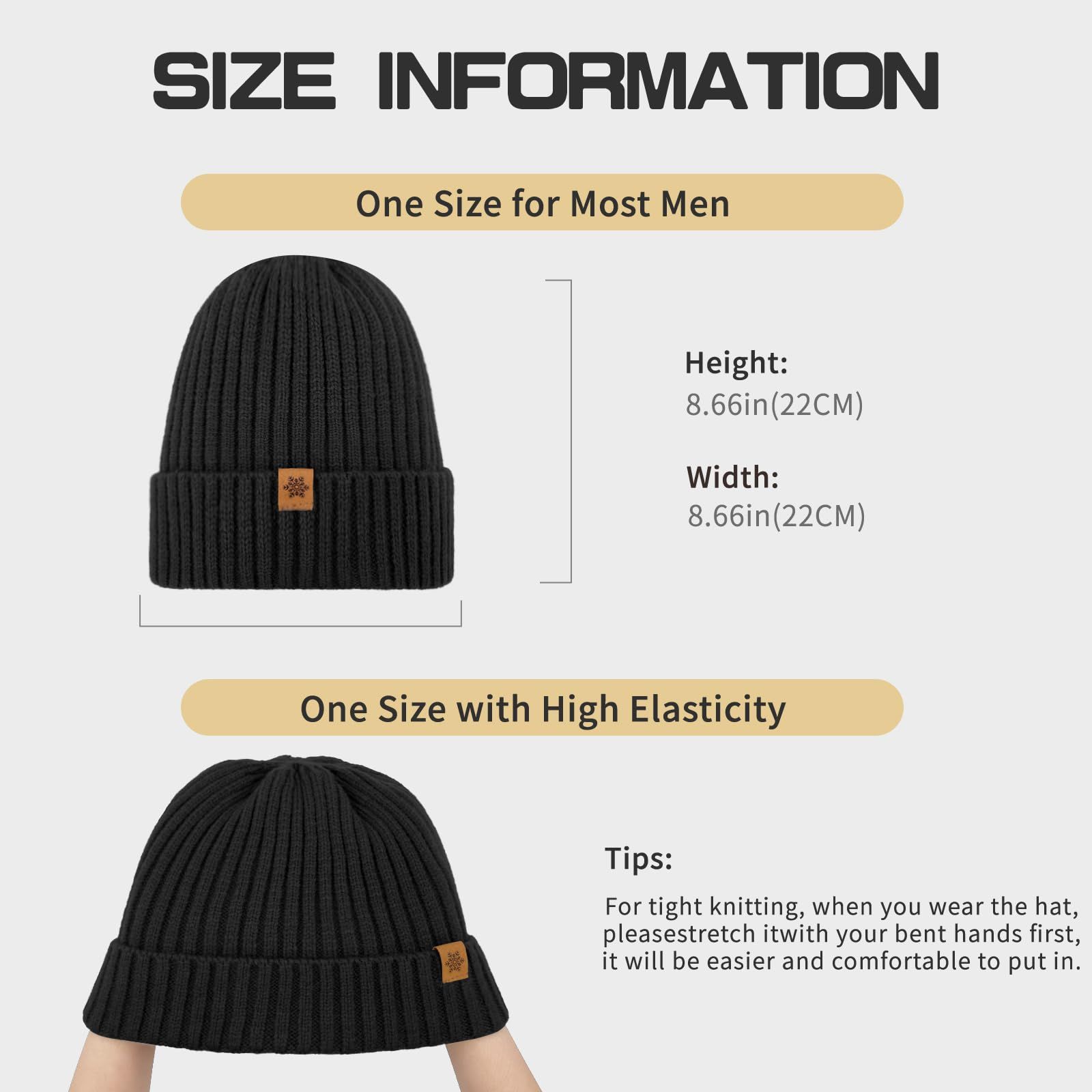 Unisex black warm knitted winter hat, fleece lining, soft and warm, ski hat, narrow brim, suitable for cold weather. - Image 4