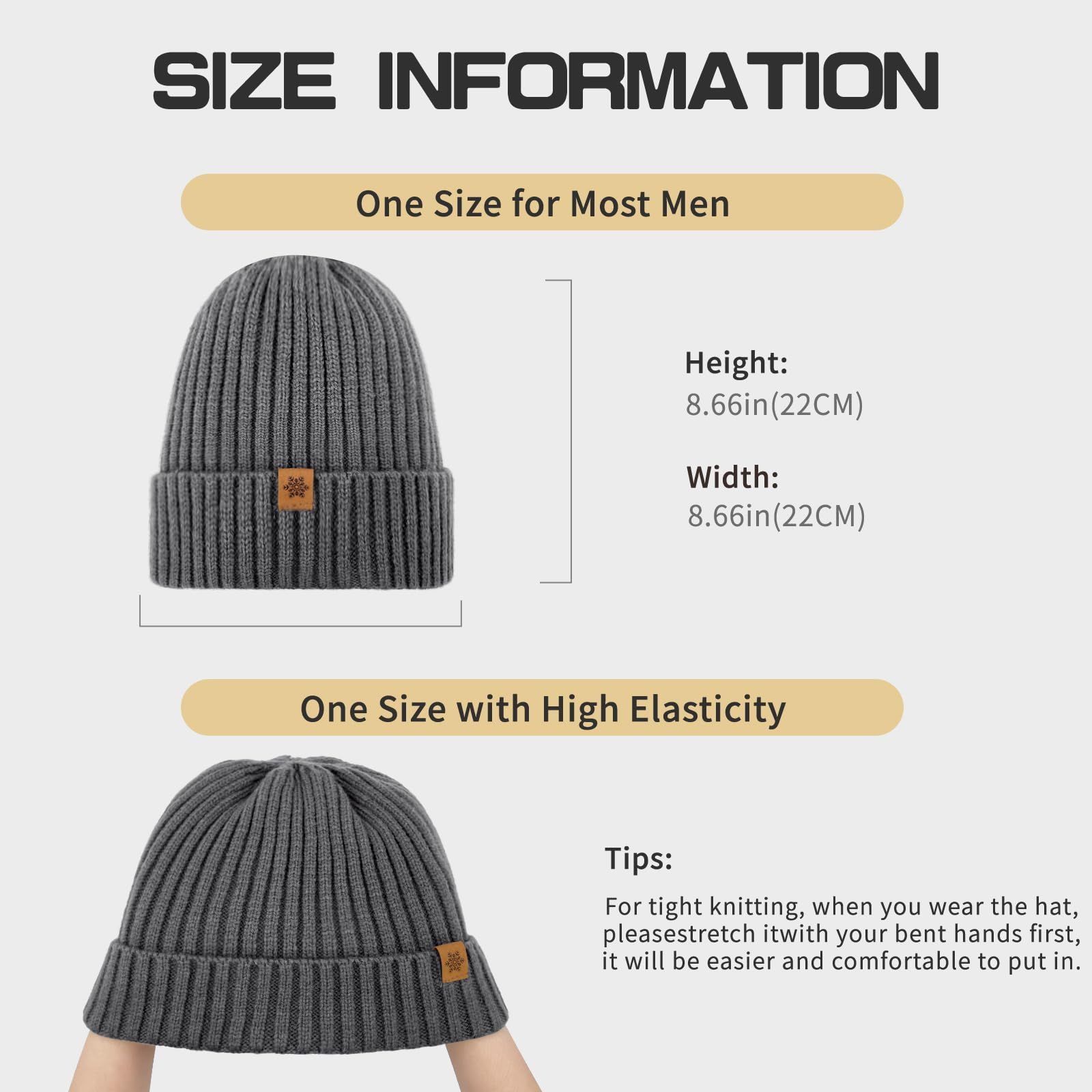 Unisex dark gray warm knitted winter hat, fleece lining, soft and warm, ski hat, narrow brim, suitable for cold weather. - Image 4