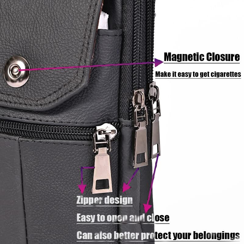 Black genuine Leather Men’s Crossbody Waist Bag, Multifunctional Belt Pouch, Portable Outdoor Phone & ID Card Holder, Casual Fanny Pack for Daily‑use - Image 6