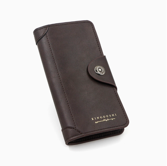 Light brown wallet for Men, High-End Stylish Long Leather Billfold with Magnetic Closure and Multiple Credit Card Slots, Ultra Thin Three-in-One Business Organizer - Image 2