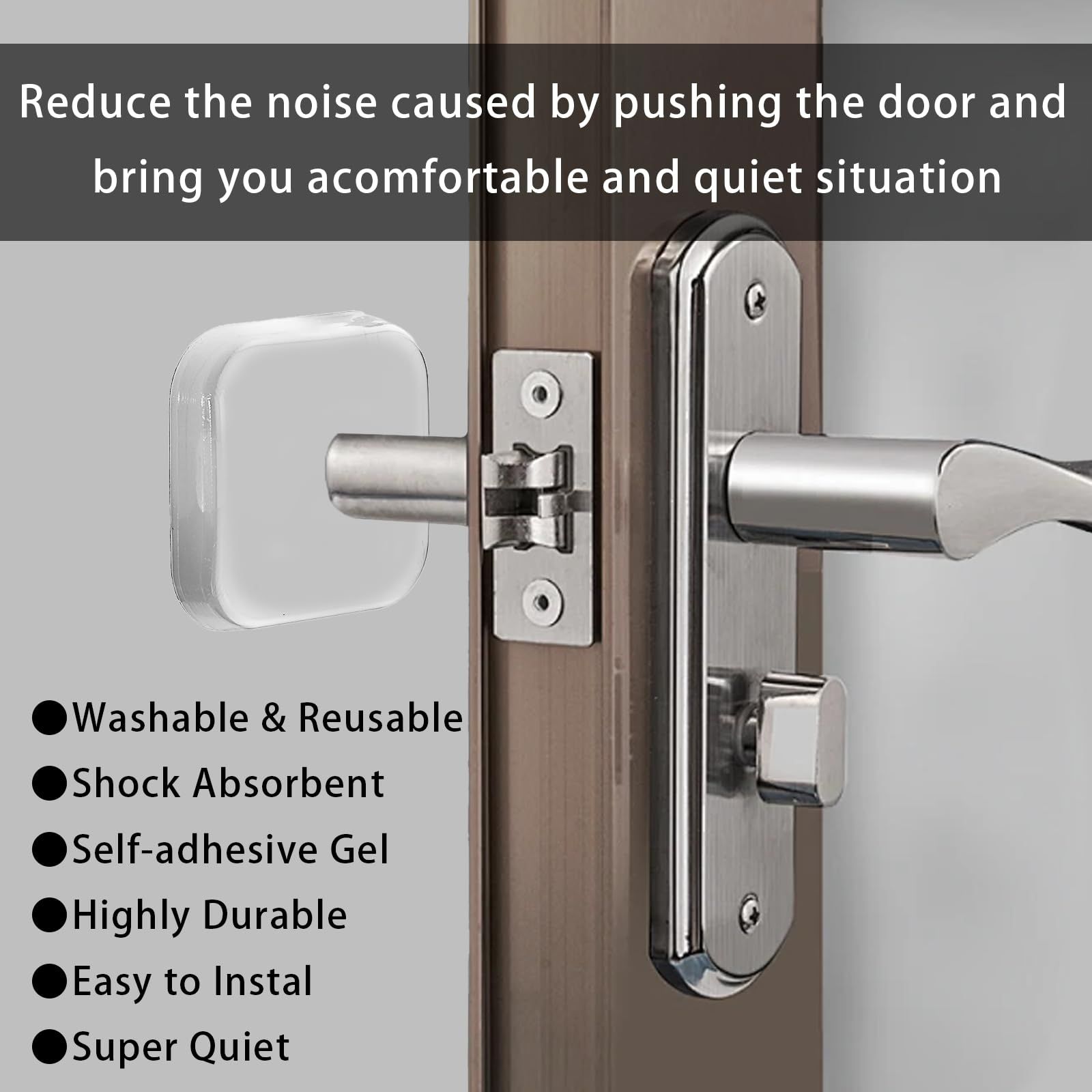 Door Stopper Wall Protector, 6 Pcs Transparent Door Knob Wall Protector Thicken Square Walls Shield Bumper Guard from Doors Knobs, Sturdy Self Adhesive, Reusable Washable for Office Home - Image 2
