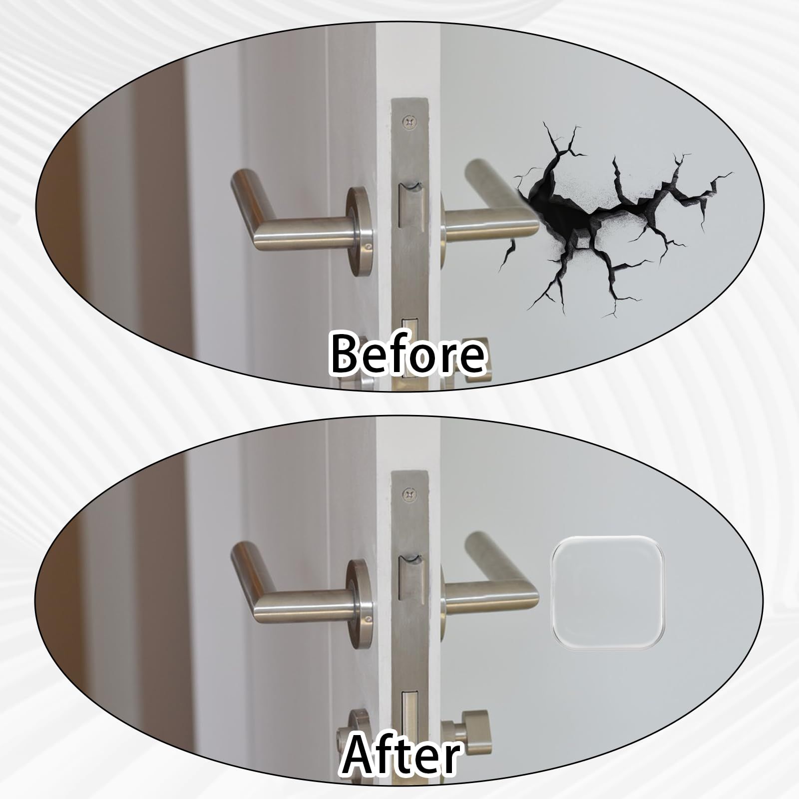 Door Stopper Wall Protector, 3 Pcs Transparent Door Knob Wall Protector Thicken Square Walls Shield Bumper Guard from Doors Knobs, Sturdy Self Adhesive, Reusable Washable for Office Home - Image 3