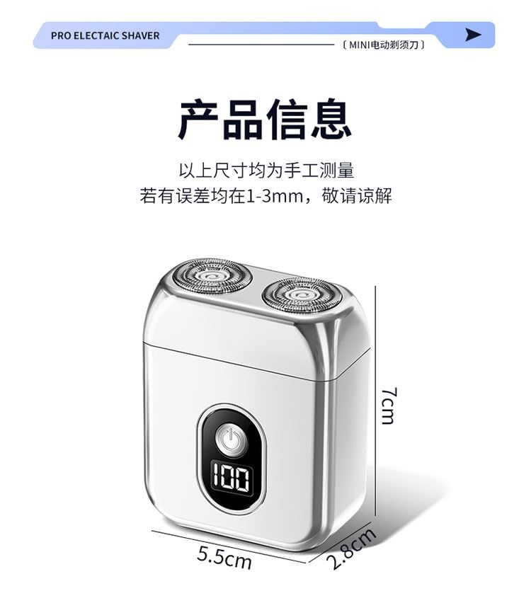 Silve portable Mini Electric Shaver, Double Sided Design, Washable, LED Battery Display - Image 6