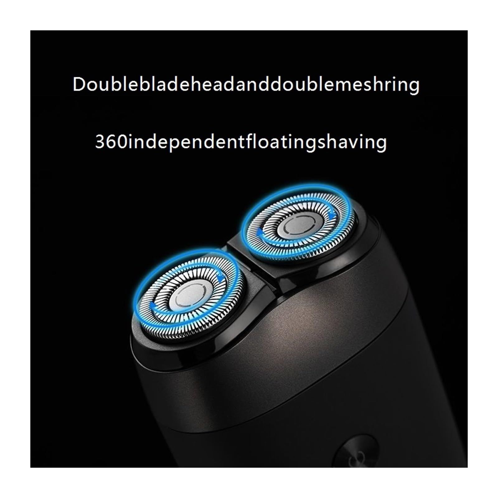 Black portable Mini Electric Shaver, Double Sided Design, Washable, LED Battery Display - Image 8