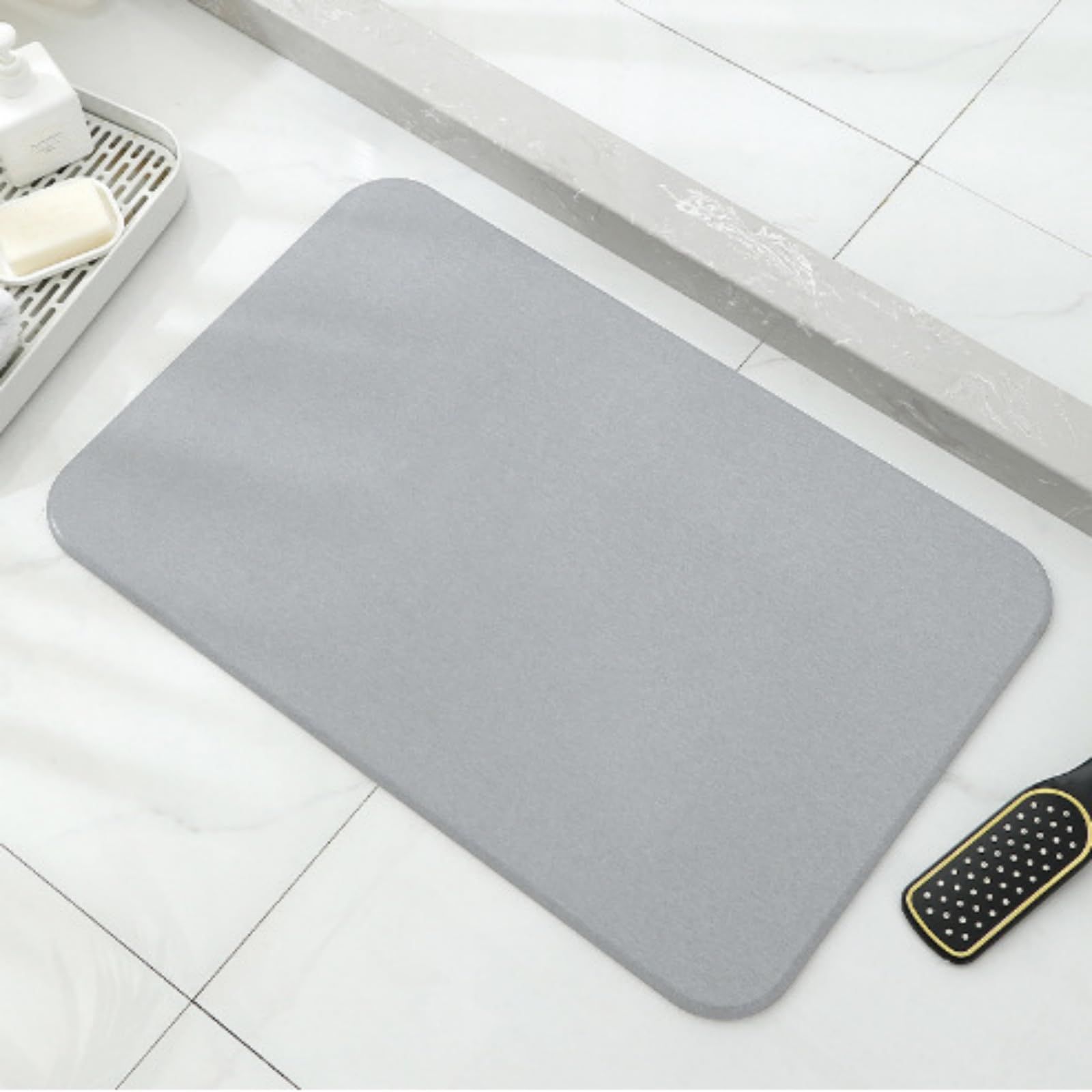 Light gray premium pure cotton bathroom mat, ultra-soft, absorbent, quick-drying bathroom rug, non-slip, washable bathroom mat(60cm*40cm) - Image 1