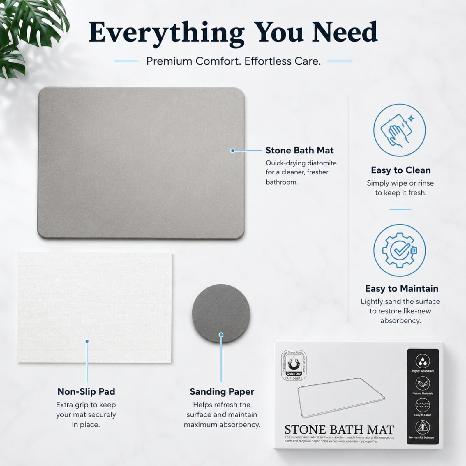 Light gray premium pure cotton bathroom mat, ultra-soft, absorbent, quick-drying bathroom rug, non-slip, washable bathroom mat(60cm*40cm) - Image 5