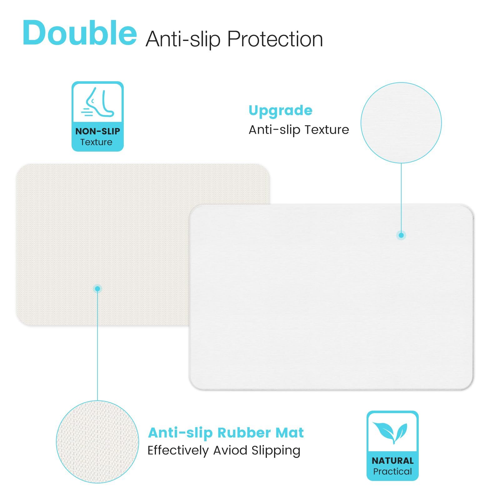 High-quality white pure cotton bathroom mat, ultra-soft, absorbent, quick-drying bathroom rug, non-slip, washable bathroom mat(60cm*40cm) - Image 6