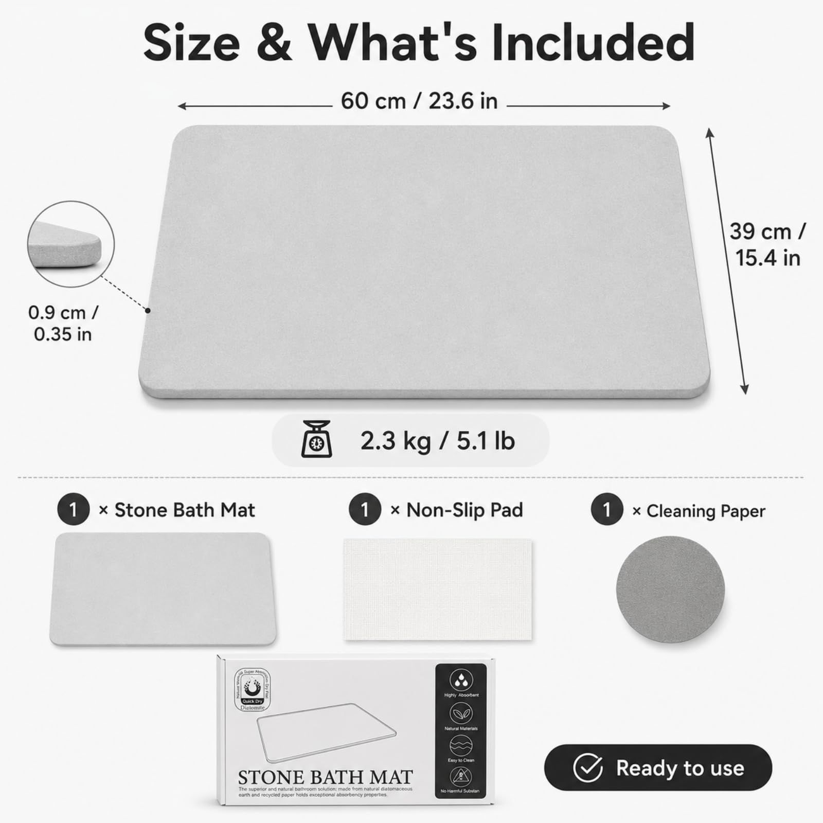 Dark gray premium pure cotton bathroom mat, ultra-soft, absorbent, quick-drying bathroom rug, non-slip, washable bathroom mat(40cm*30cm) - Image 6