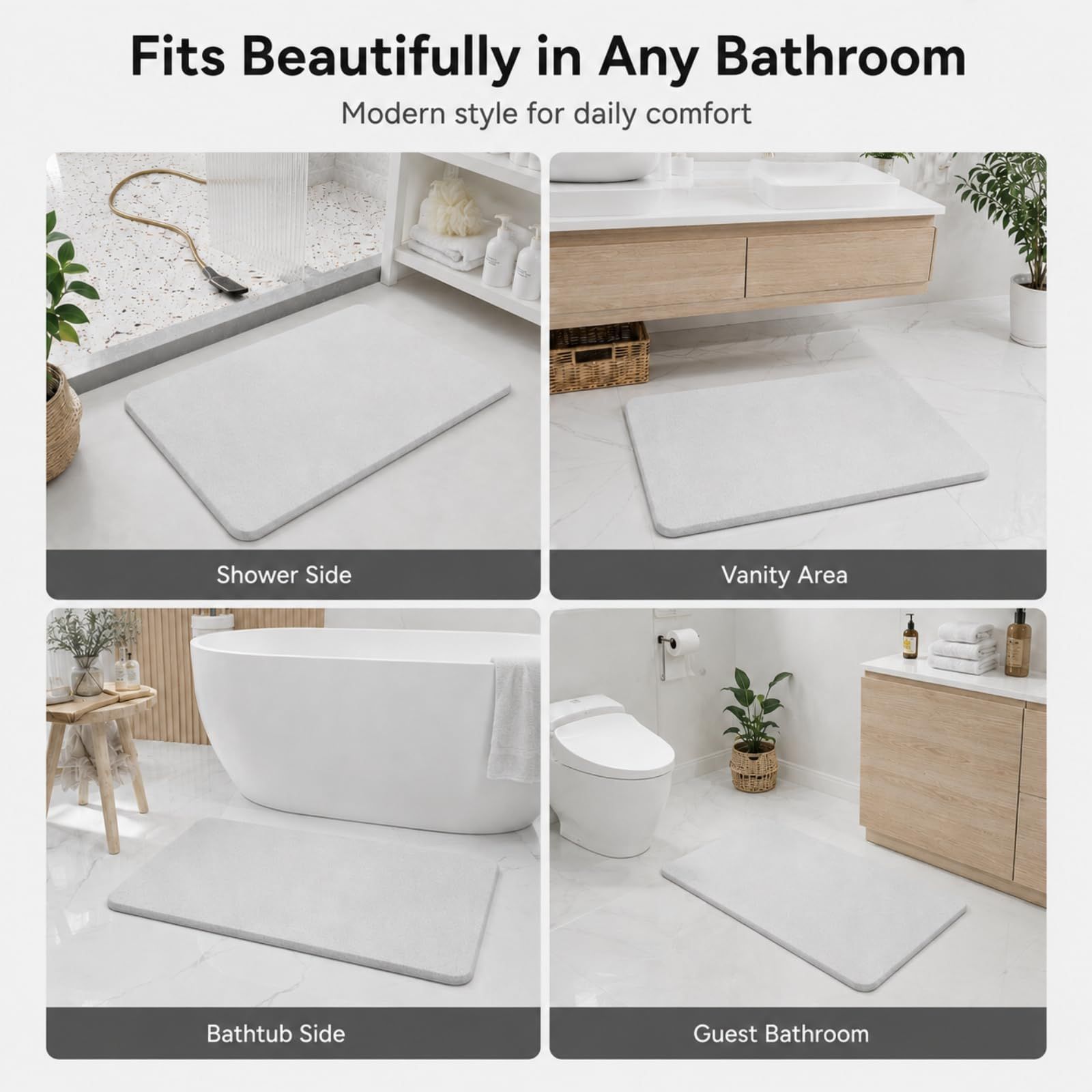 Dark gray premium pure cotton bathroom mat, ultra-soft, absorbent, quick-drying bathroom rug, non-slip, washable bathroom mat(40cm*30cm) - Image 7