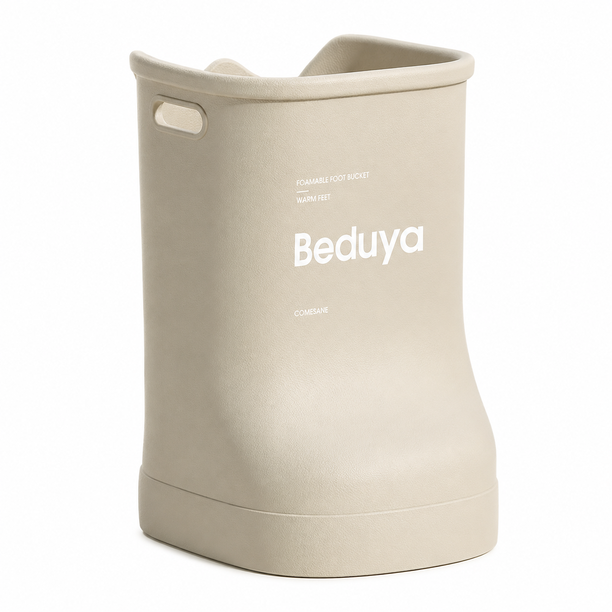 EVA Foot Soaking Bucket with Massage Bottom, Deep Calf Foot Bath Tub for Home Spa, Insulated Warm Foot Soak Basin with Handles, Lightweight Portable Foot Spa Bucket for Adults (Khaki Beige) - Image 1