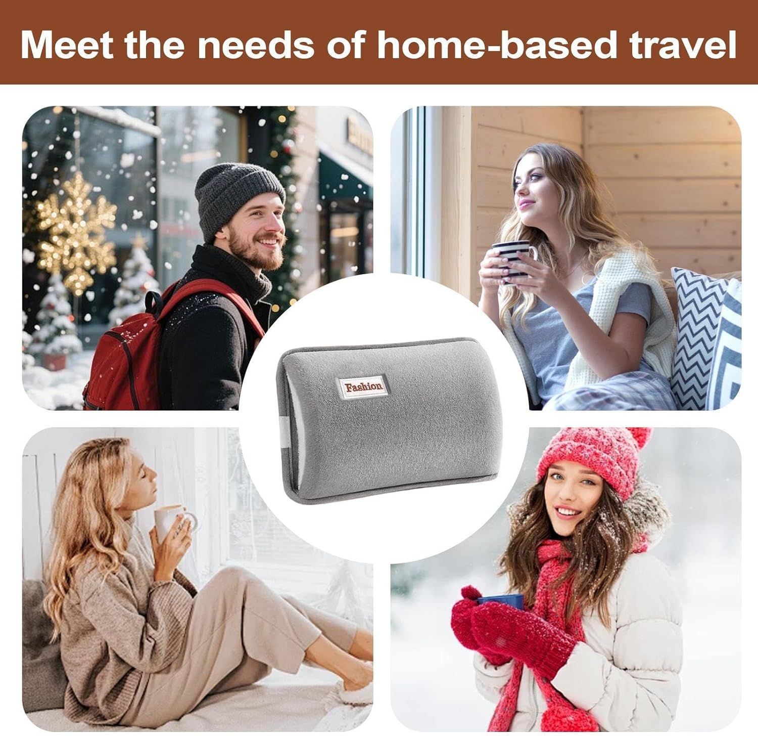 Hot Water Bottle with Rechargeable Plush Cover for Cramps Relief, Warm Heating Pad for Abdomen Back Foot, Soft Hand Warmer for Women Kids Home Office School Winter Reusable Heat Therapy Bag(grey) - Image 8