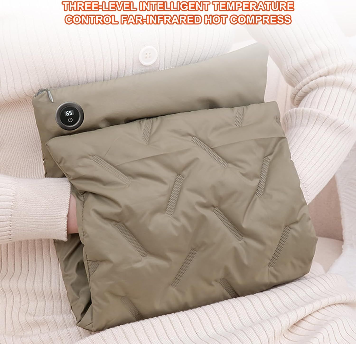 Rechargeable Hand Warmer Muff, USB Electric Heating Pad with Digital Display Temperature Control, 3 Heat Levels Portable Far Infrared Heated Cushion for Outdoor Winter Use Men Women(green) - Image 1